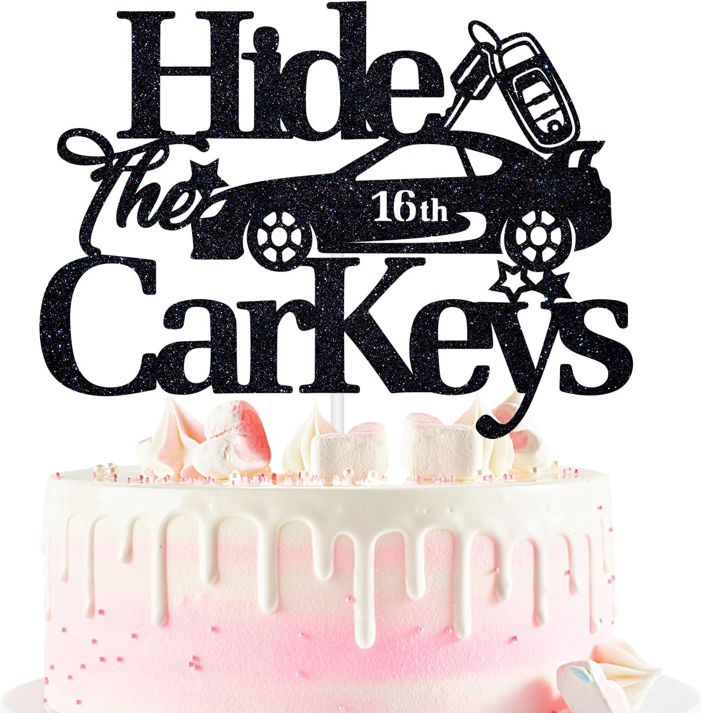 Decoración tartas texto Hide the Car Keys 16 años fiesta