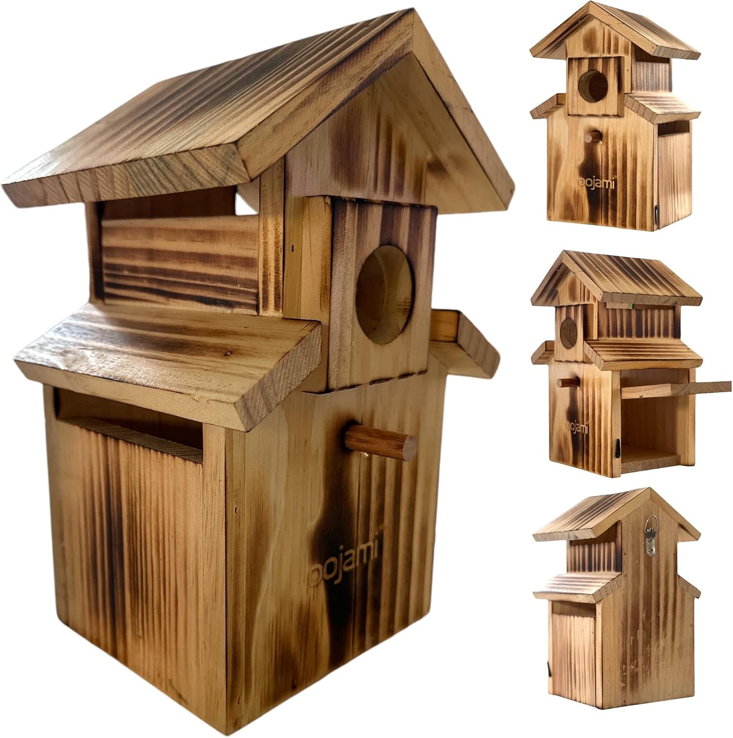 Casa pájaros anidable al aire libre fácil abrir marrón