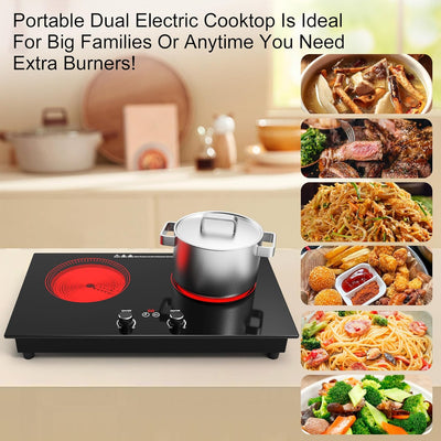 Placa cocina cerámica 2400W 110V con tactil y perilla 10 ajustes