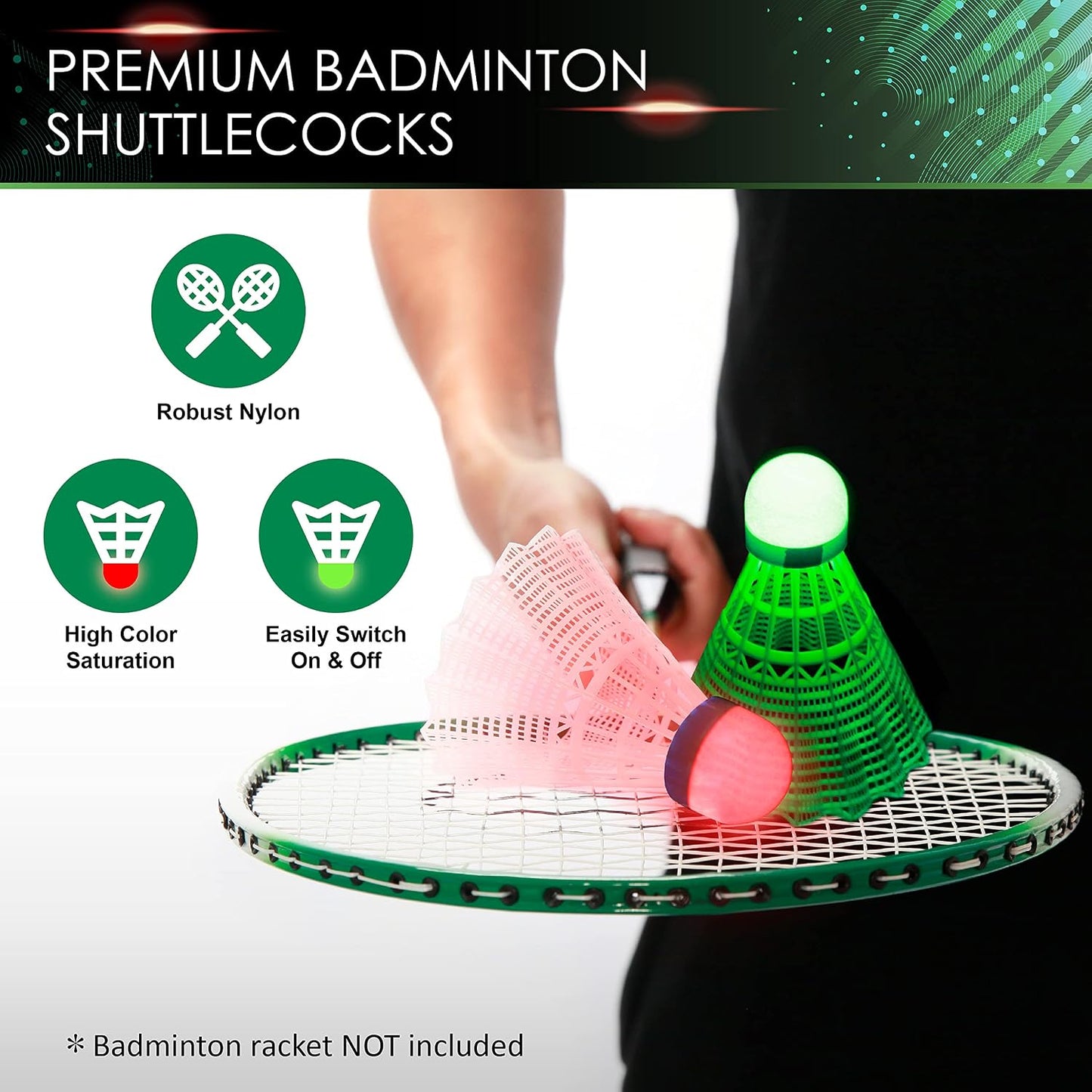 Volantes LED bádminton 4pcs blanco brilla en la oscuridad