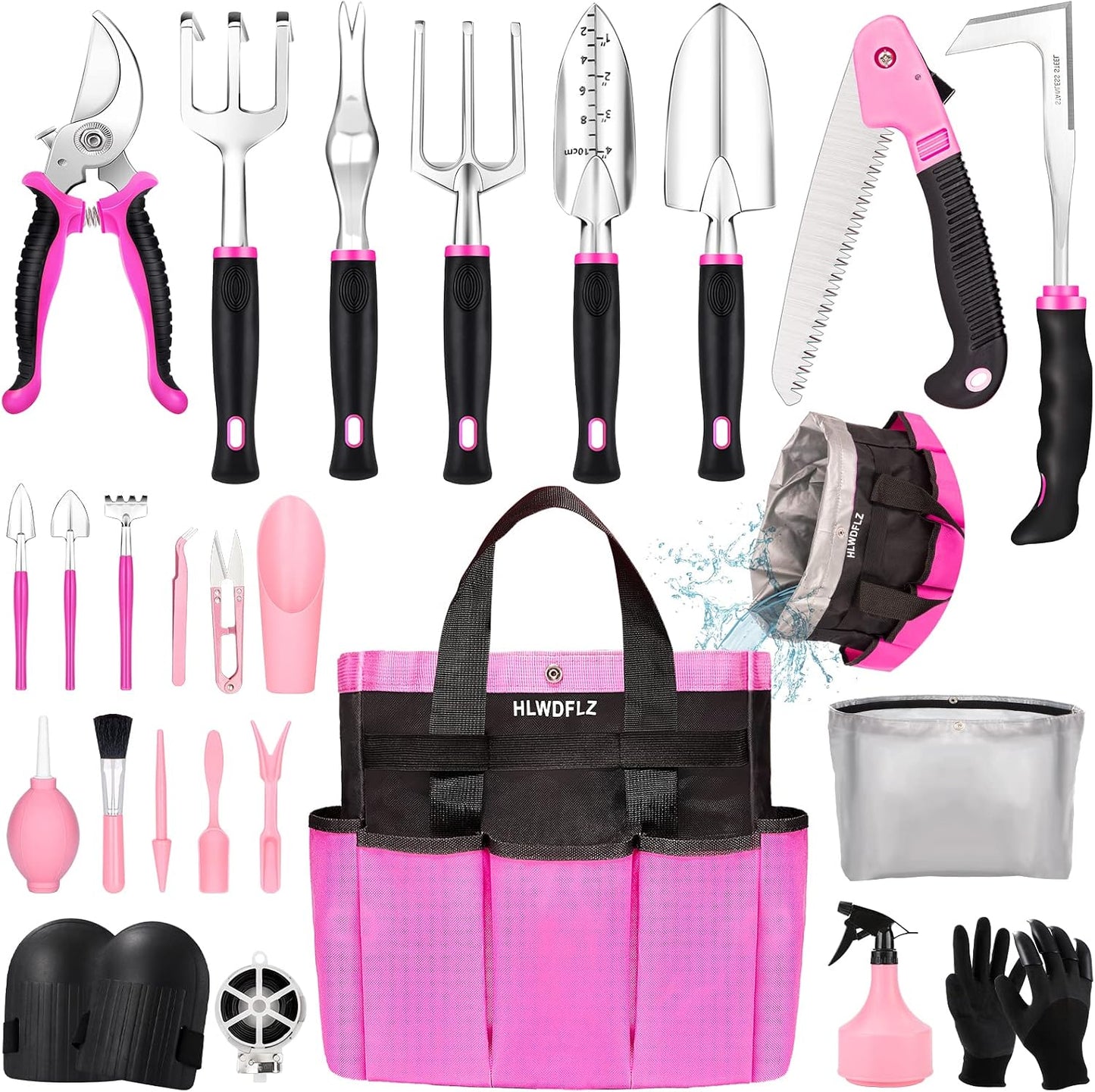 Set 24 Pzas Herramientas Jardín Rosa con Bolsa