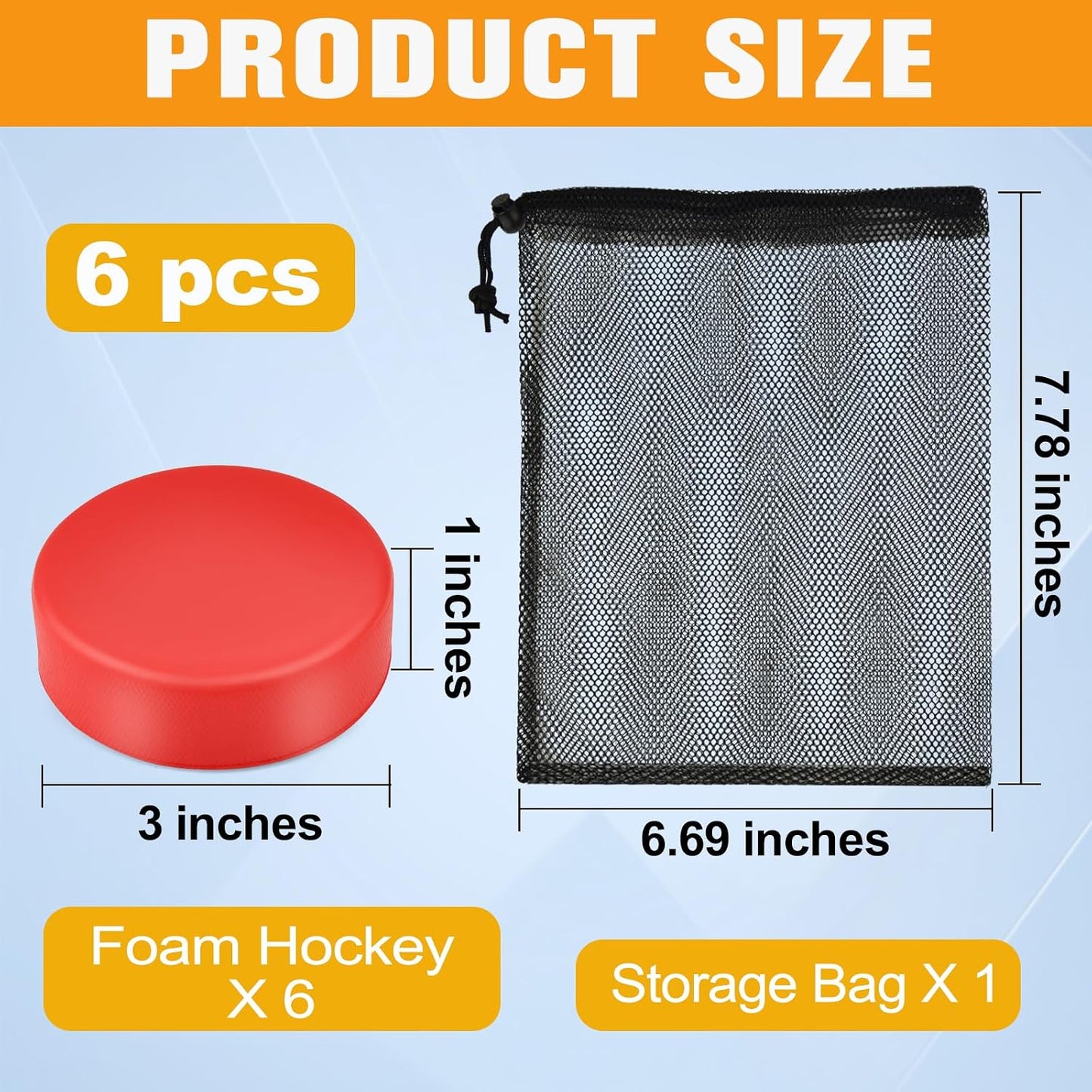 6/12/30 Pzas Puck Hockey Foam 3pulg con Bolsa Malla para Adultos