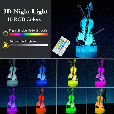 Luz nocturna violín 16 colores temporizador decoración niños