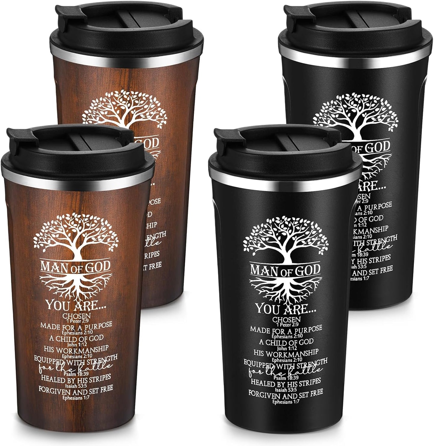 Set 4 Vaso Café Acero Inox Tapa Regalo Religioso