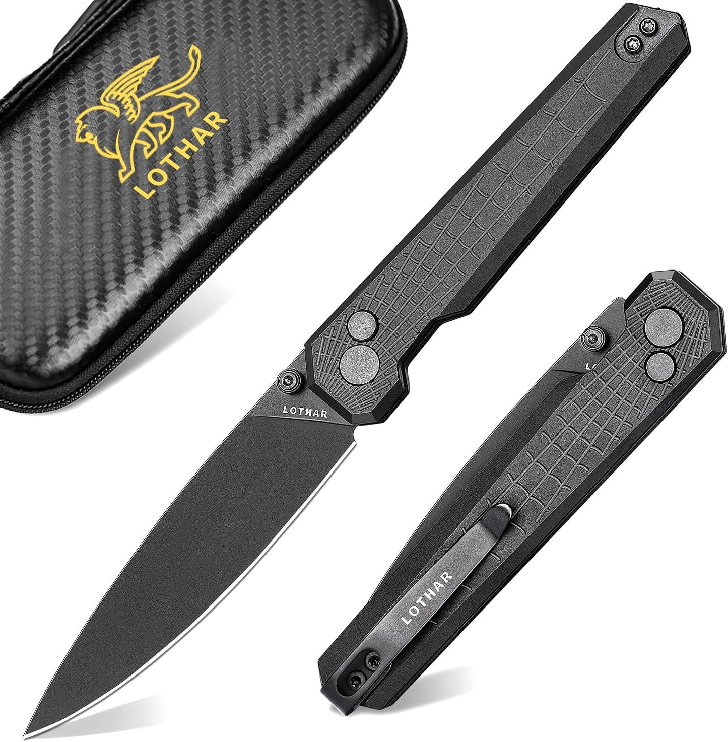 Cuchillo bolsillo 2.98pulg 14C28N aluminio cierre botón