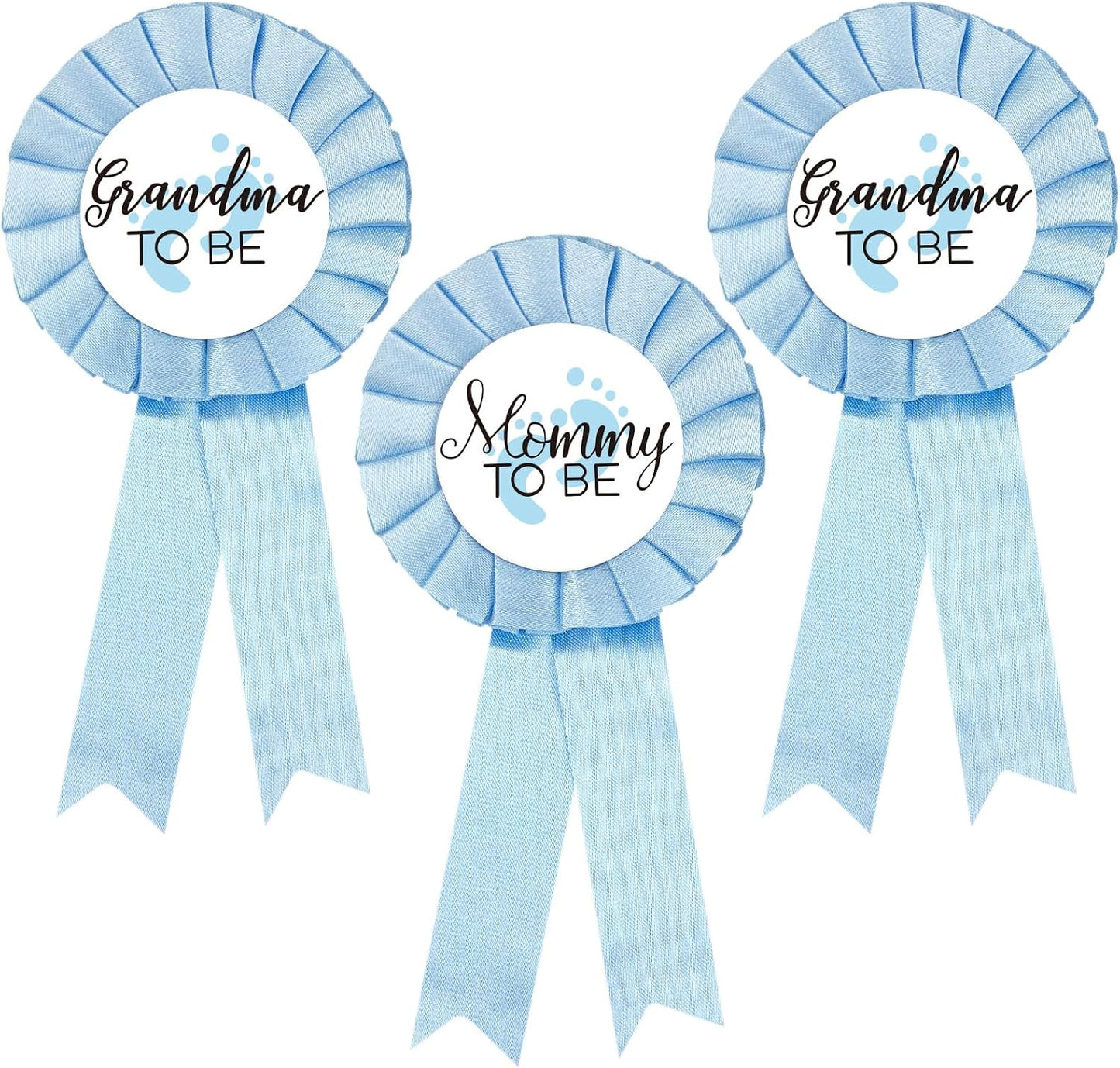 Insignia hojalata para mamá y bebé niño azul cielo baby shower