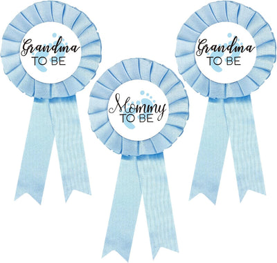 Insignia hojalata para mamá y bebé niño azul cielo baby shower
