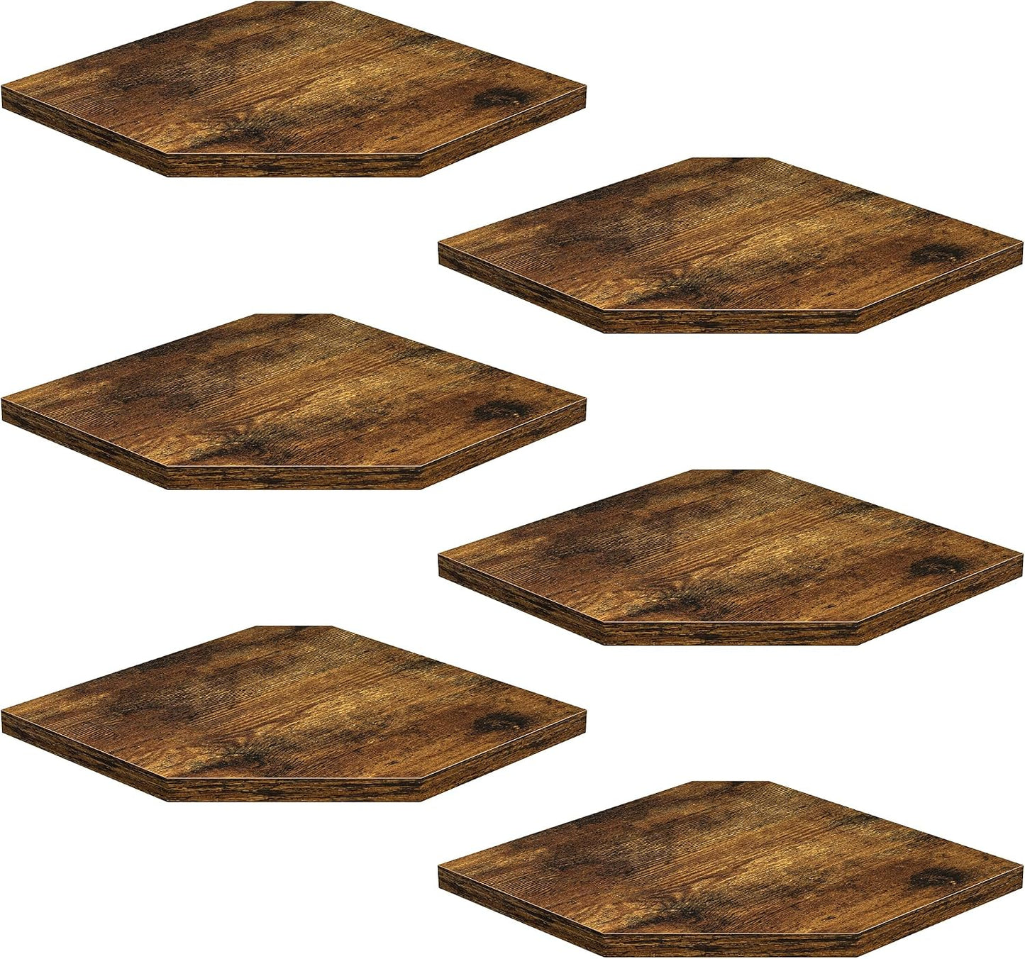 Estante esquinero flotante madera rústica set 6