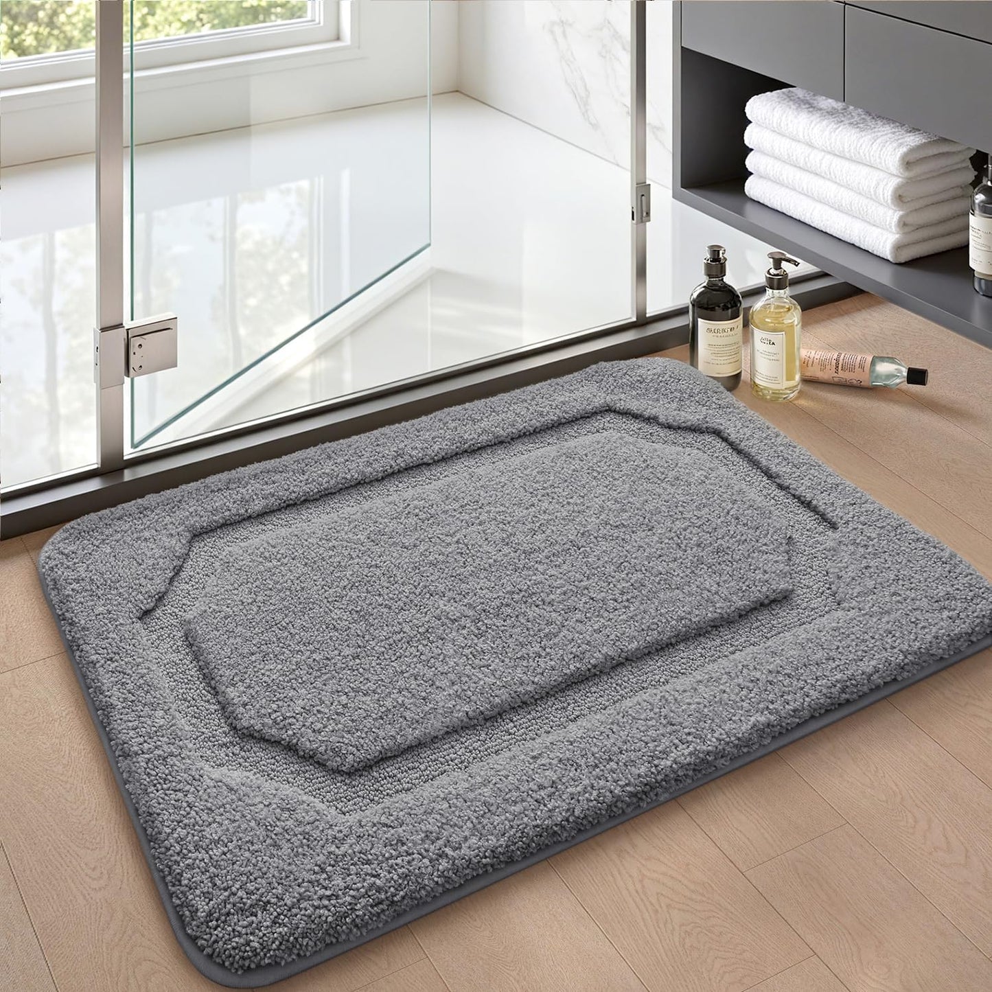 Alfombra baño antideslizante lavable 17x30 gris