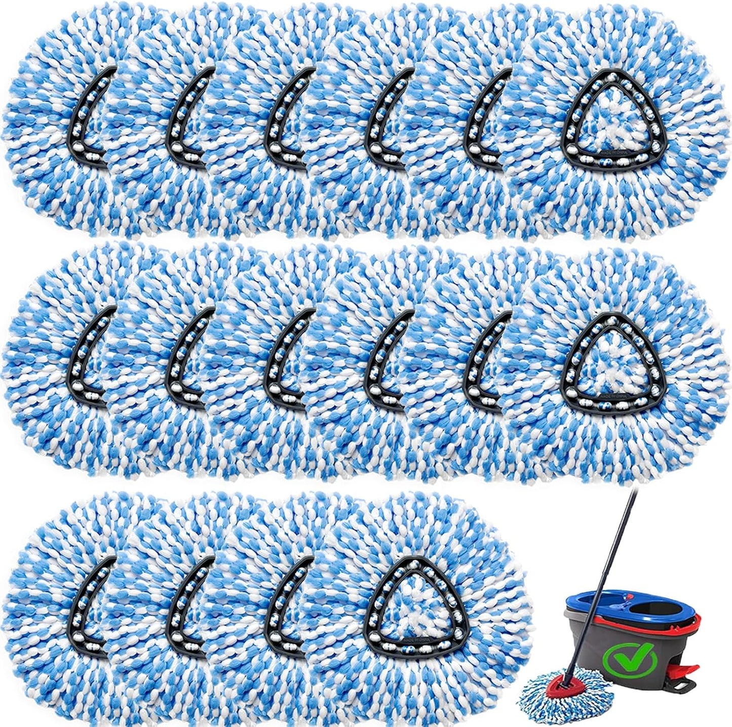 16 Pzas Cabezales Fregona Giratoria Microfibra 100%