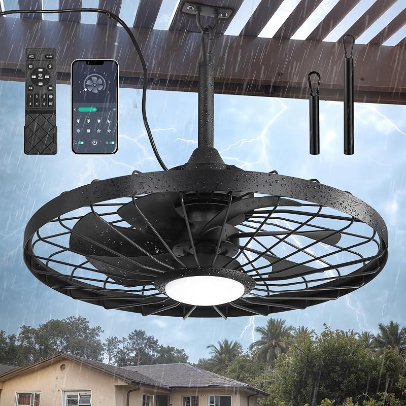 Ventilador techo exterior 24" luces IP65 control remoto