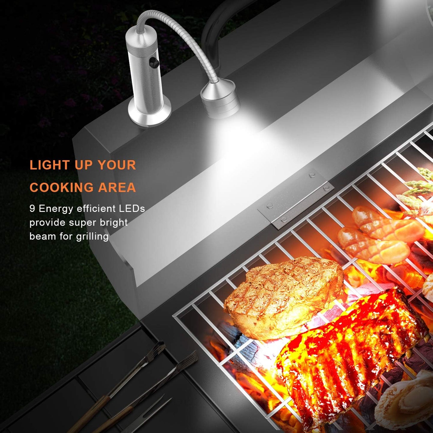 Accesorios parrilla luces LED magnéticas cuello cisne