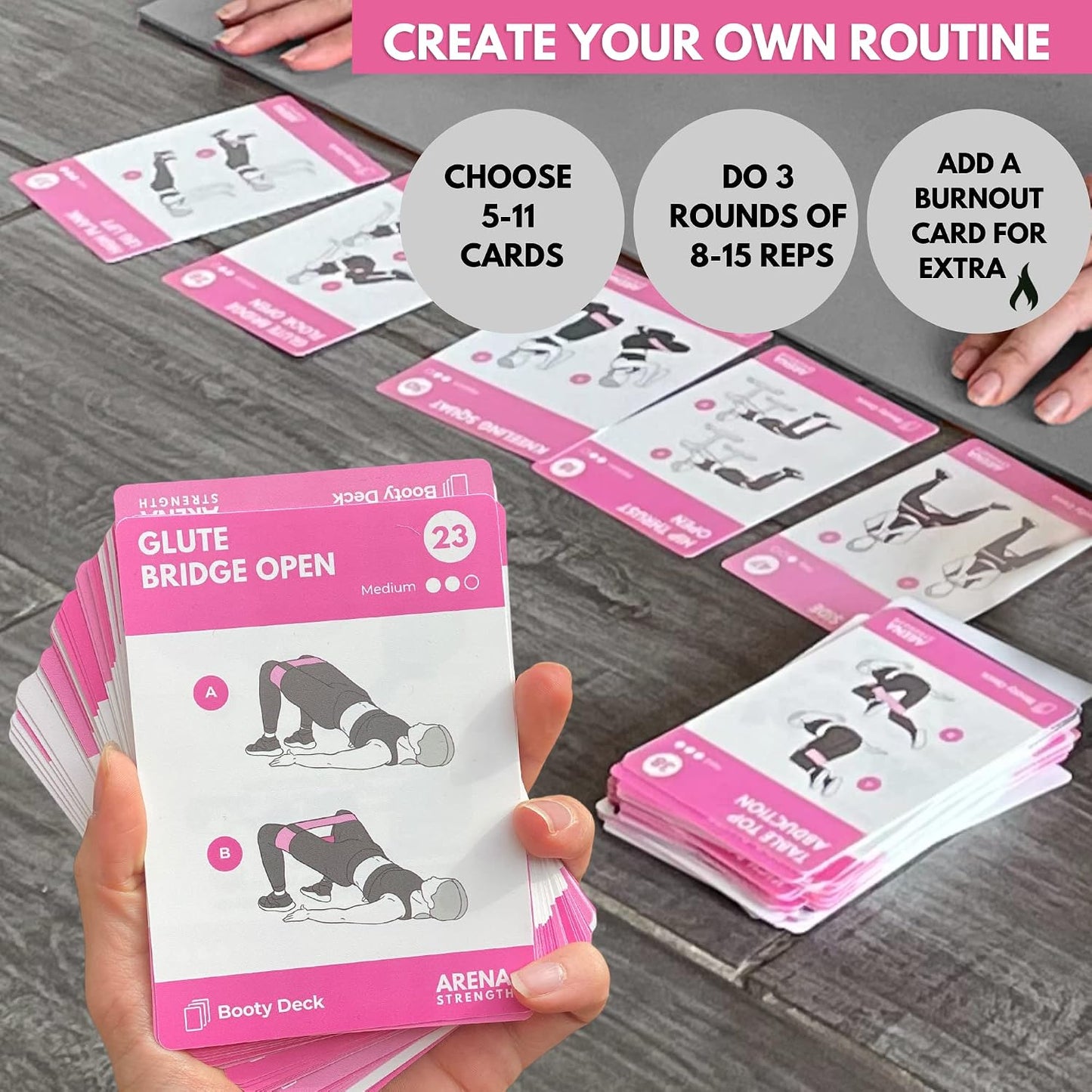 Tarjetas glúteos con bandas guía fitness