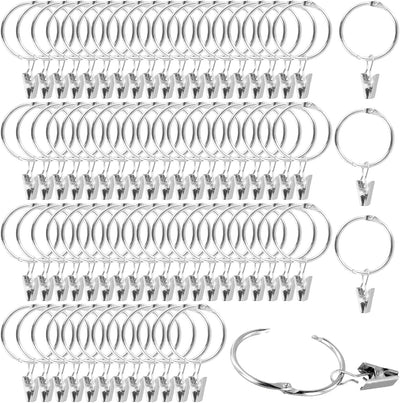 50 Anillos Cortina Plateados 2" con Clips para Dormitorio