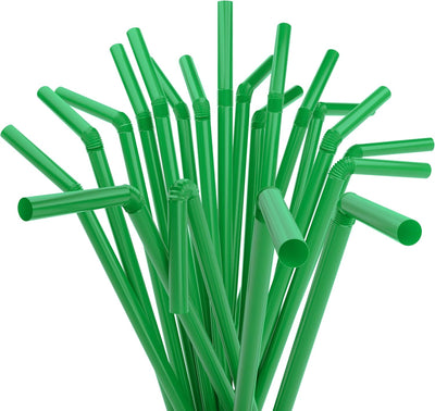 Pajitas plástico flexibles 7.75x0.23pulg 250 verde