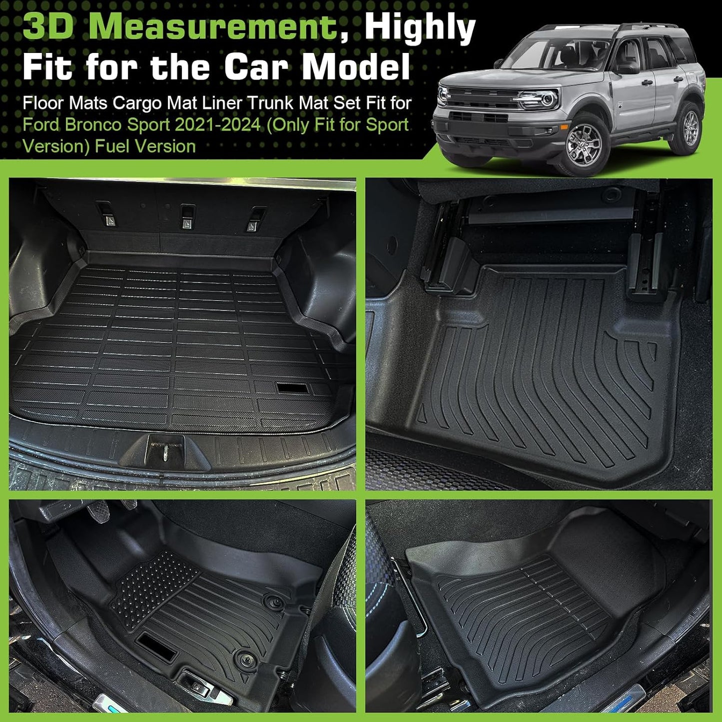 Alfombrillas piso Ford Bronco Sport 21-26 TPE antiderrap
