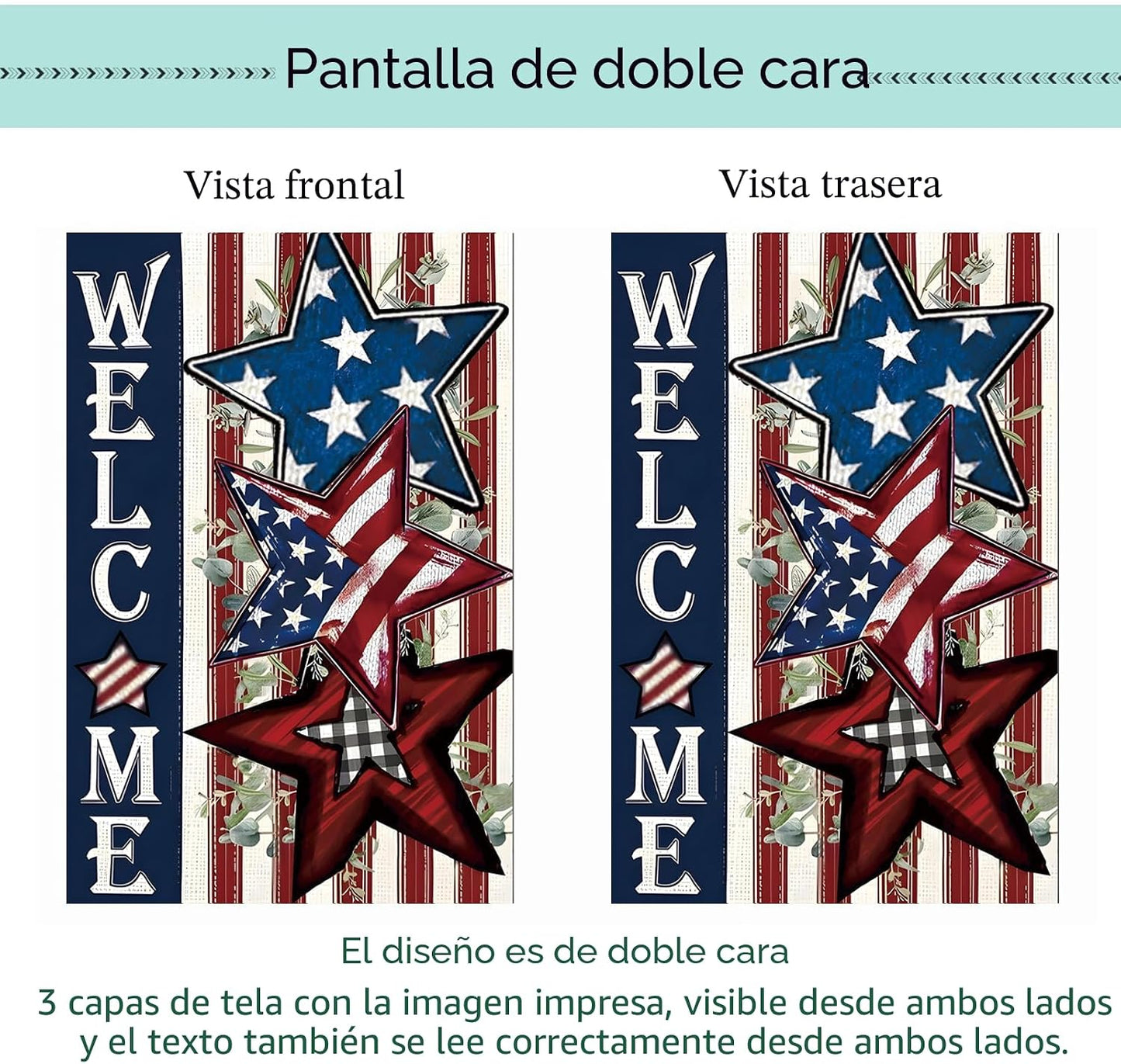 Set 12 banderas jardín doble cara 12x18" estacionales