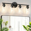 Lámpara baño 4 luces E26 pantalla vidrio transparente