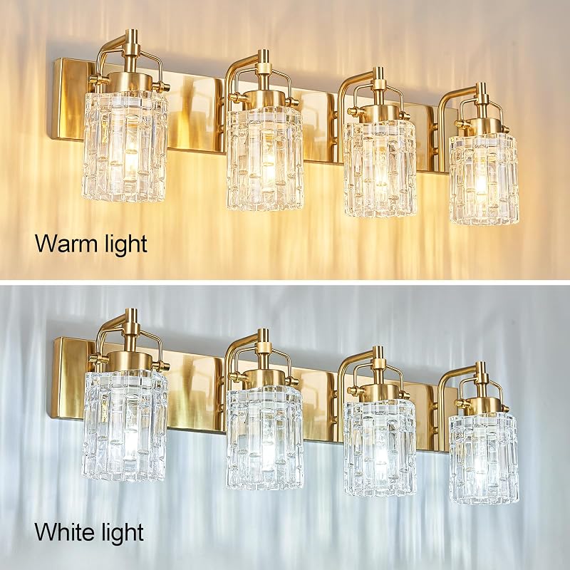 Lámpara tocador cristal 4 luces iluminación baño moderna