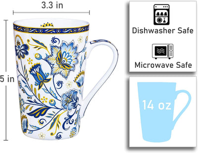 Taza café porcelana hueso floral 14oz regalo mujer madre