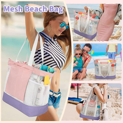 Bolsa playa malla extra grande plegable