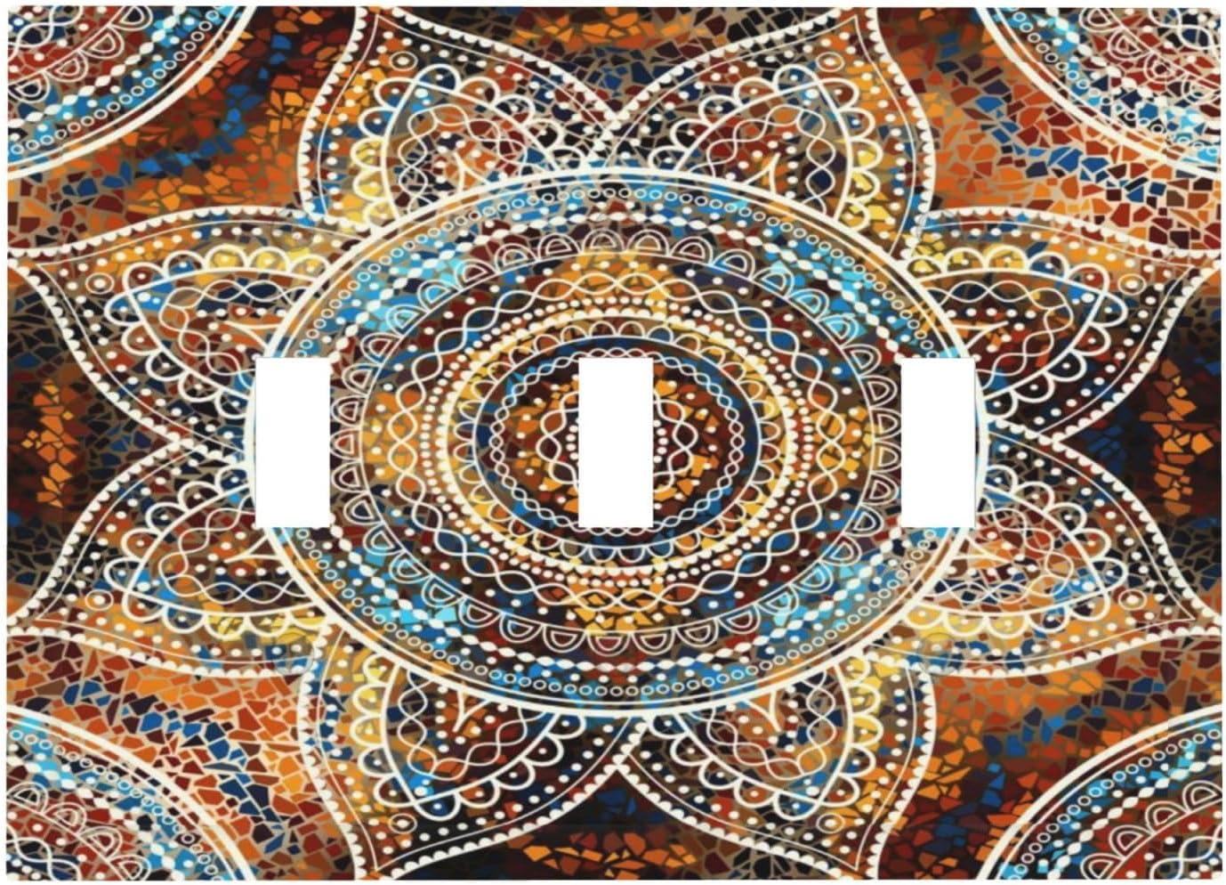 Placa interruptor luz 3 posiciones mandala floral vintage