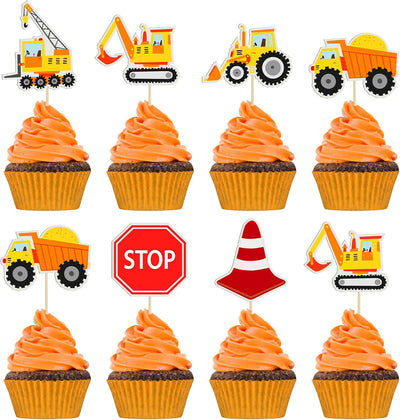 36 Pzas Decoración Cupcakes Temática Construcción Camión Excavadora