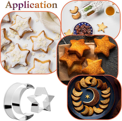 2 Pzas Cortador Galletas Estrella y Luna Acero Inox