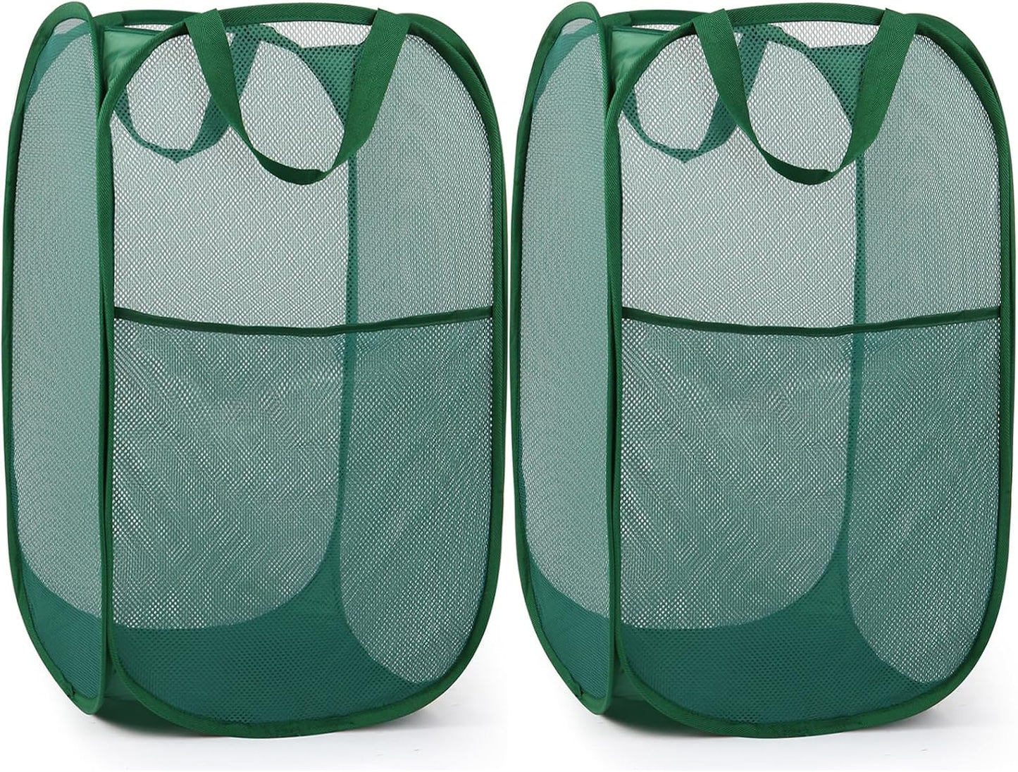 2 Cestas plegables para ropa sucia con bolsillo malla