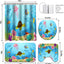 Juego 4 cortinas ducha baño niños con tortugas antideslizante