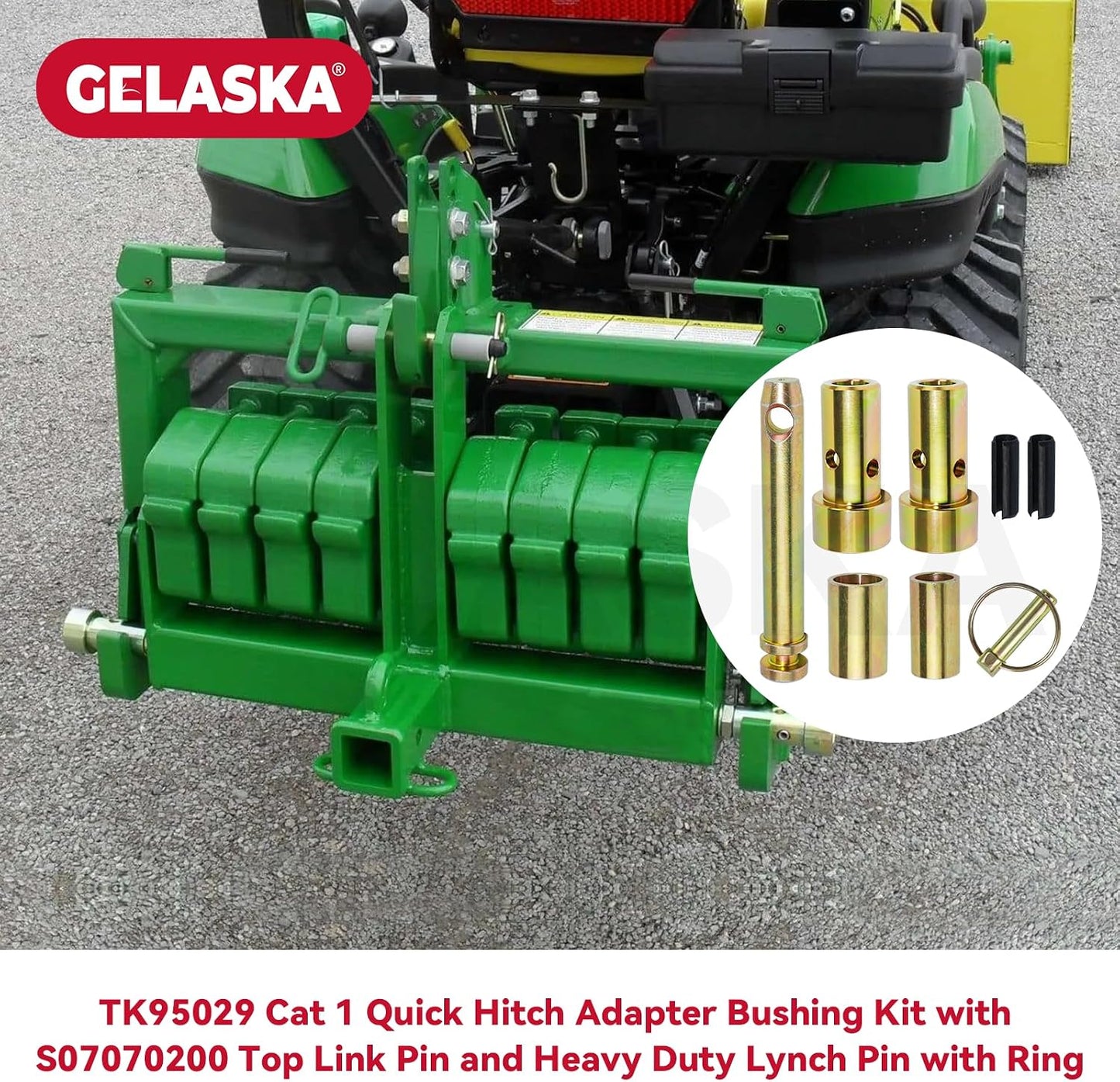 4 Bujes Adaptador Enganche Rápido TK95029 Cat 1 Tractor