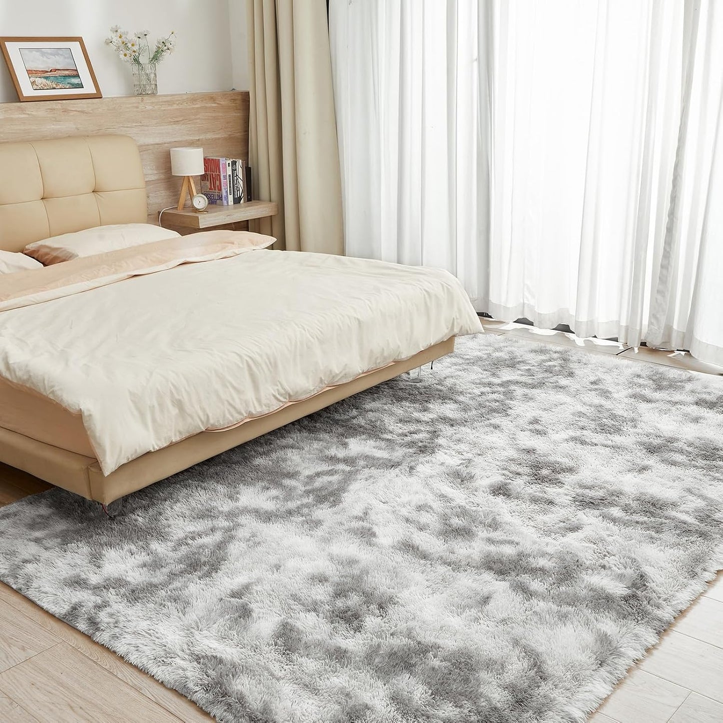 Alfombras shag 5x7pulg antideslizantes para dormitorio