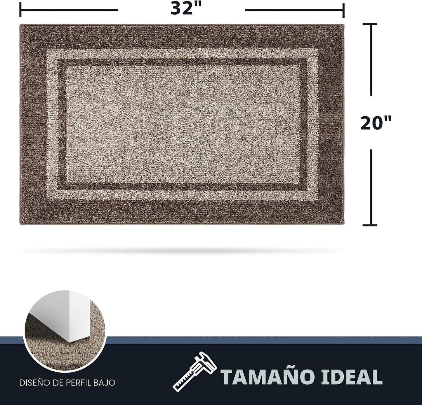 Tapete puerta antiderrap 20x32" beige/marrón gris