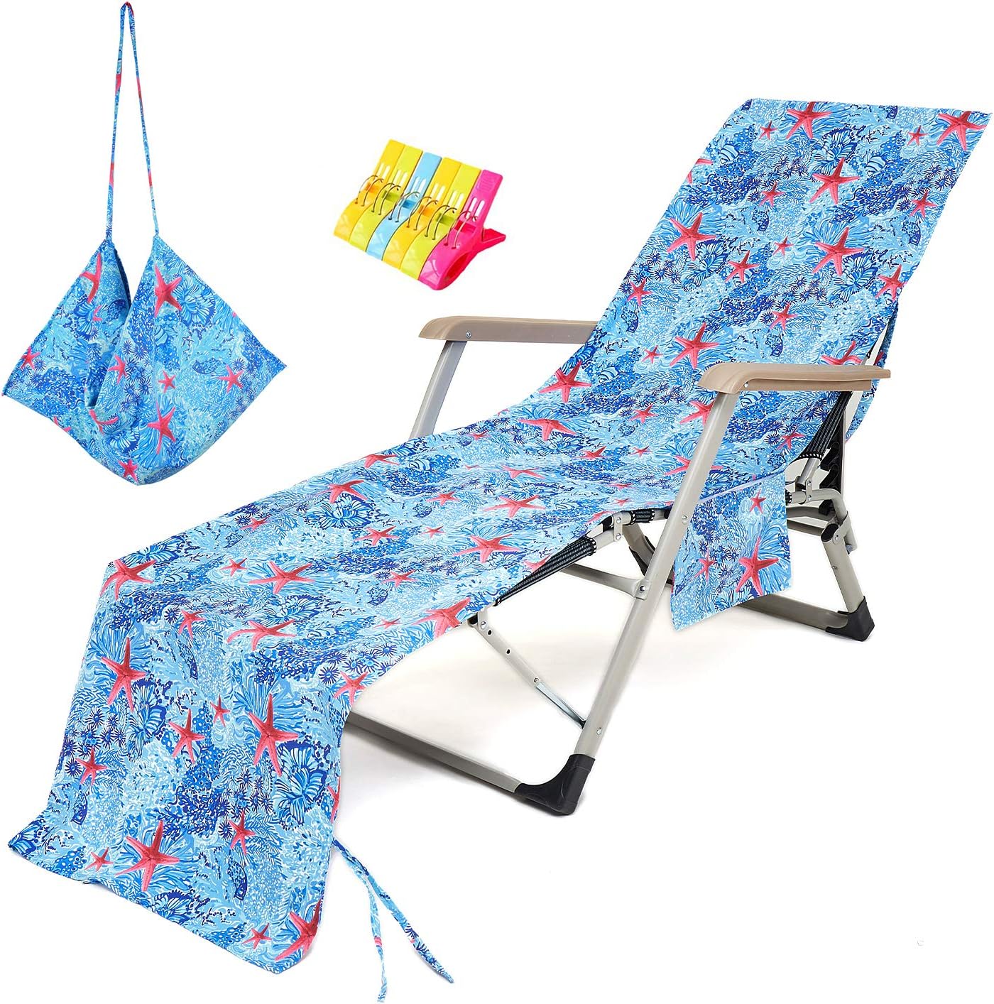 Funda silla playa 85x30" con bolsillos clips