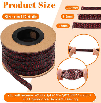 Telar alambre trenzado PET 300" 1/4-3/8 funda TV computadora