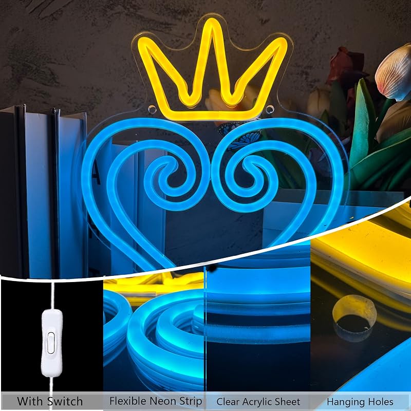 Letrero neón LED Kingdom Hearts decoración pared USB