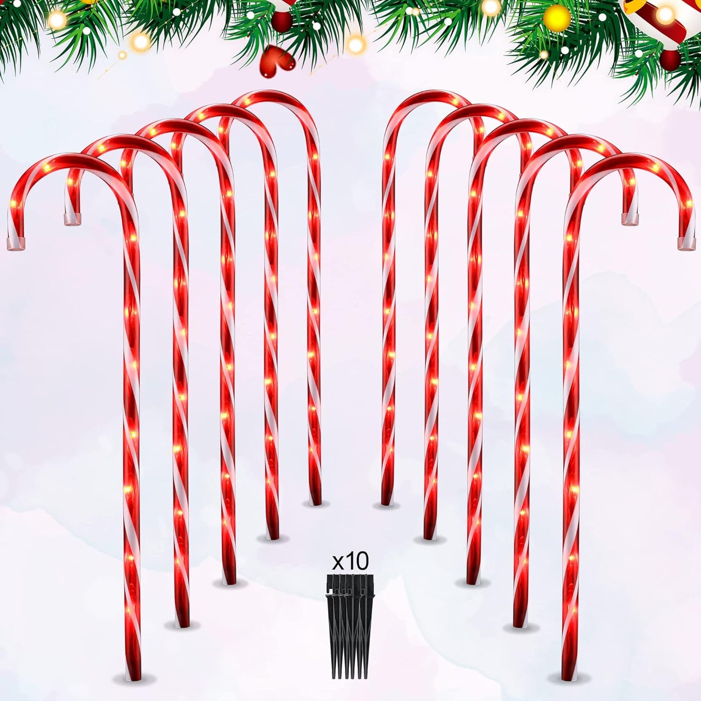 Luces estacas Navidad 30pulg set 10 conectables