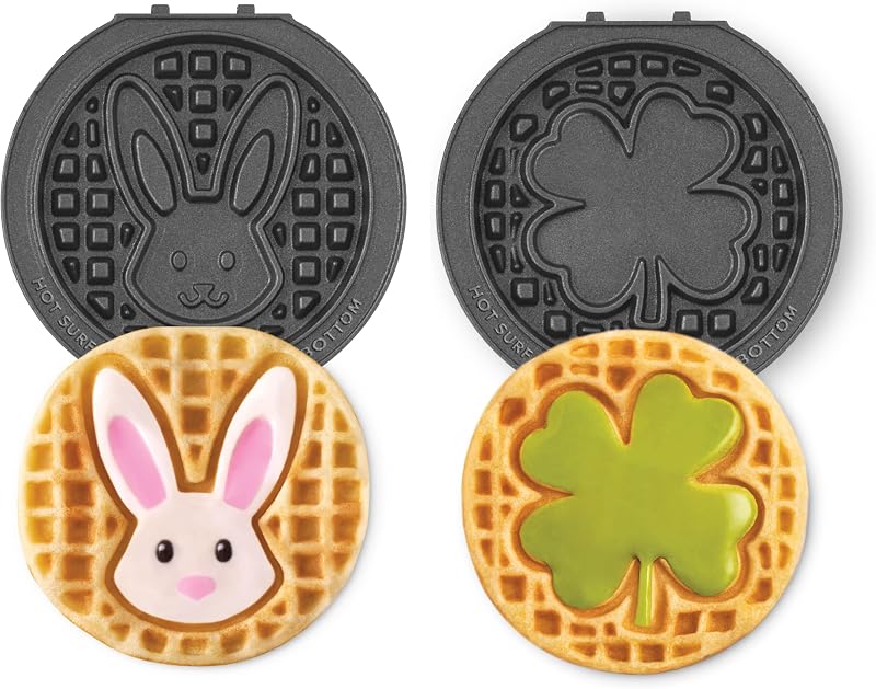 Juego 2 platos antiadherentes 4pulg para gofres Pascua