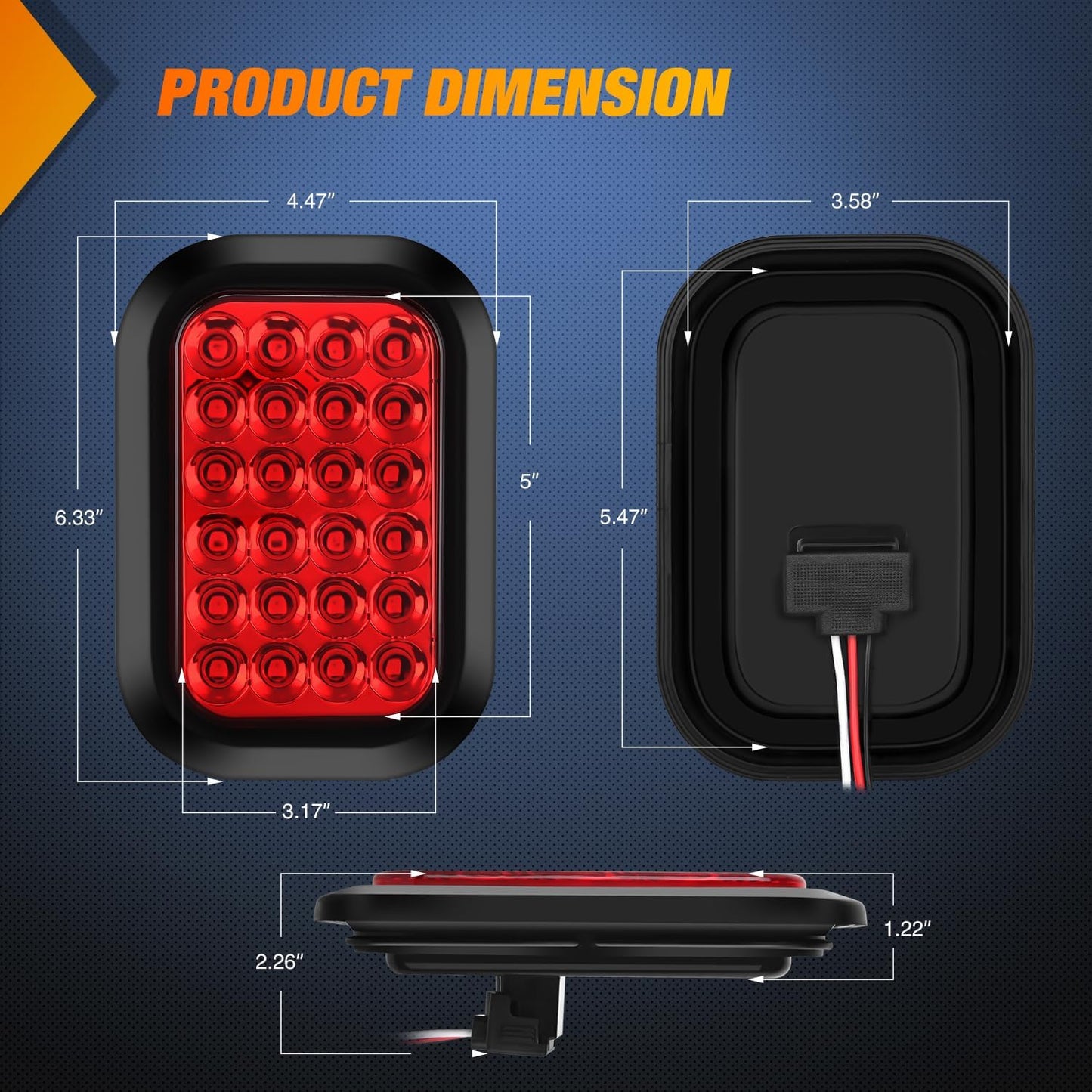 Luz trasera rectangular remolque 5x3 24LED roja IP67