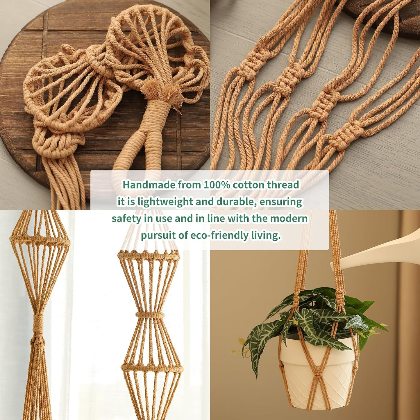 2 Colgadores Macramé para Macetas 10" Soporte Largo