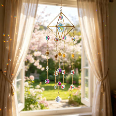 Atrapasoles cristal chapado oro para ventana hogar jardín