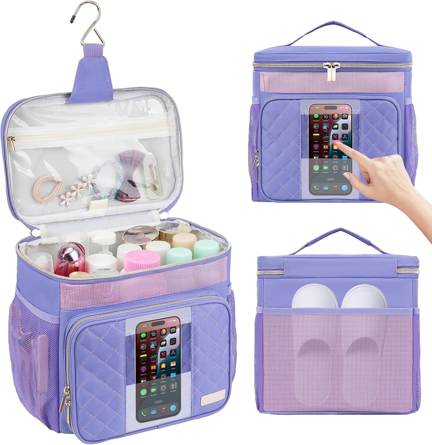 Bolsa colgante ducha con base malla secado rápido