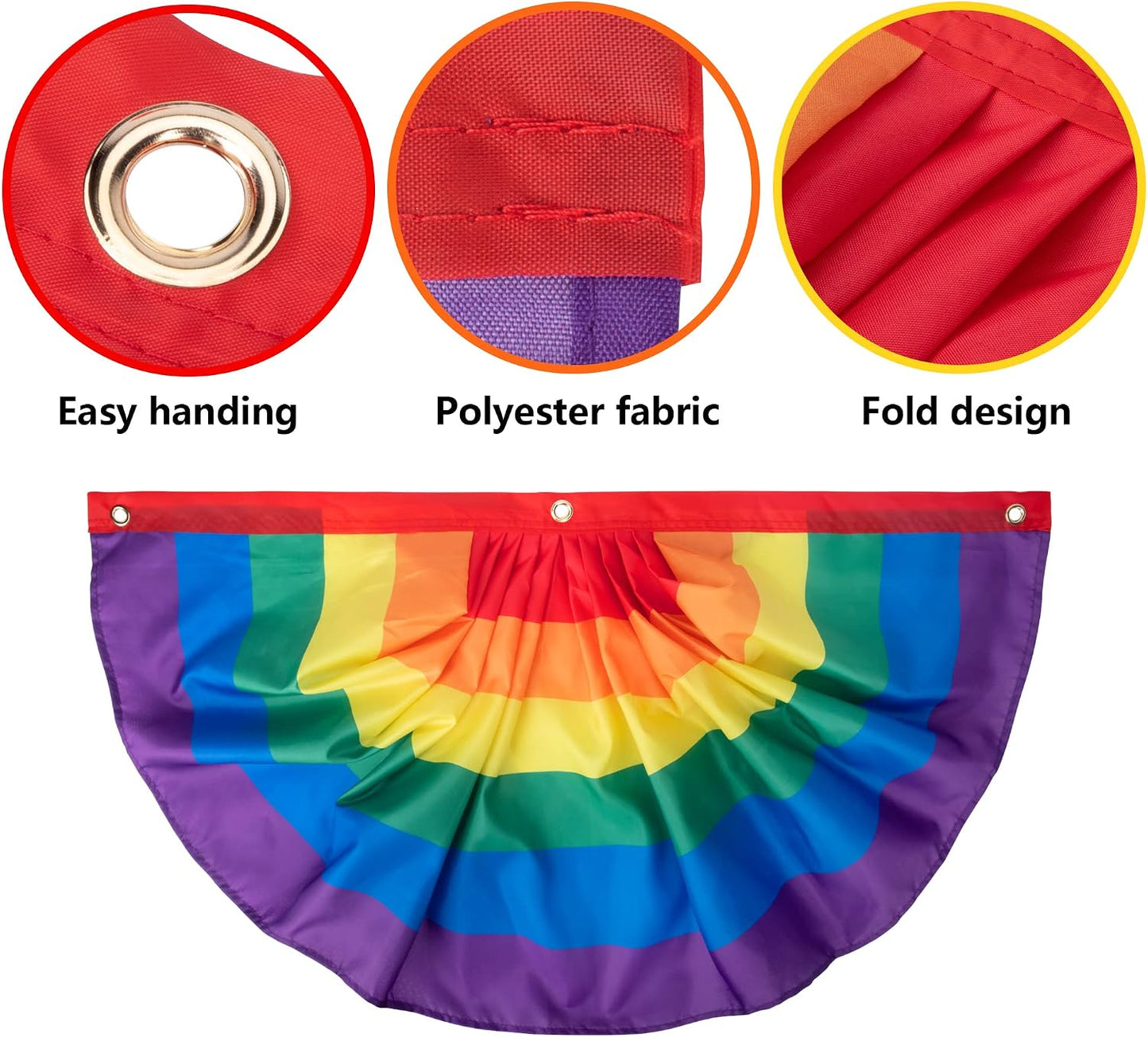 8 Banderines Arcoíris Poliéster 3x1.5pies para Decoración