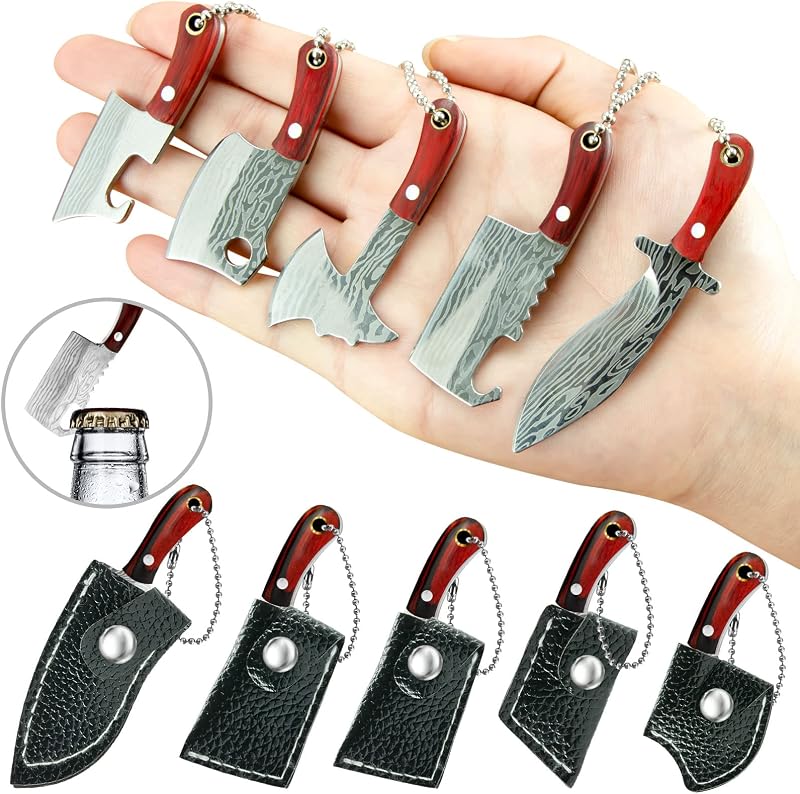 5 Pzas Cuchillo Llavero Chef con Funda para Camping