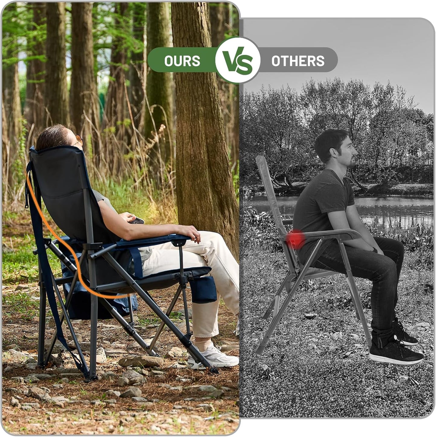 Silla campamento plegable gran tamaño respaldo ajustable