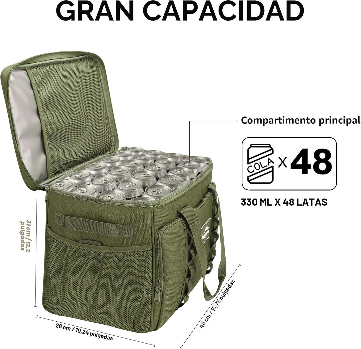 Bolsa enfriamiento 48 latas aislada plegable 32L para picnic