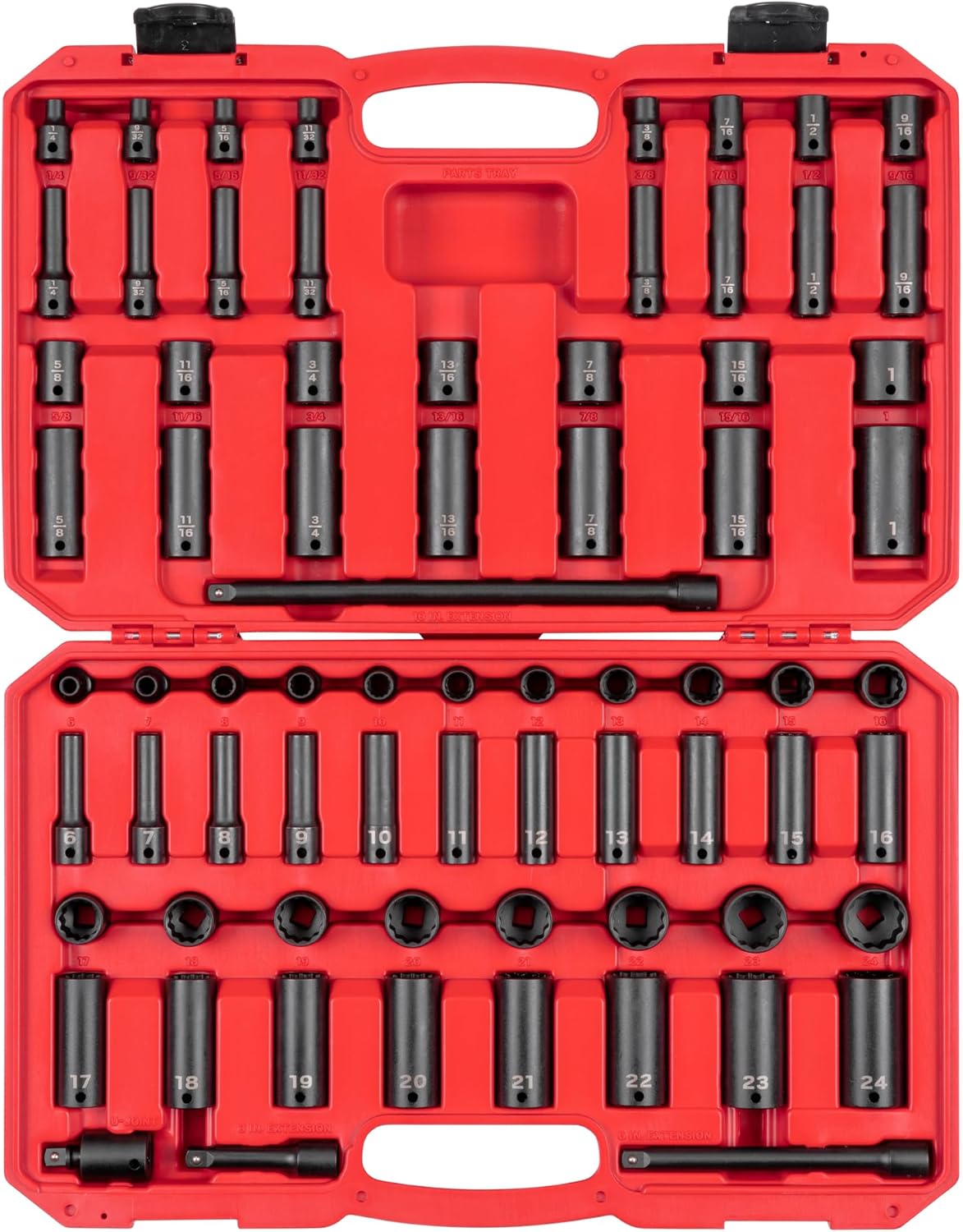 Set dados impacto 3/8pulg 72pzas estuche