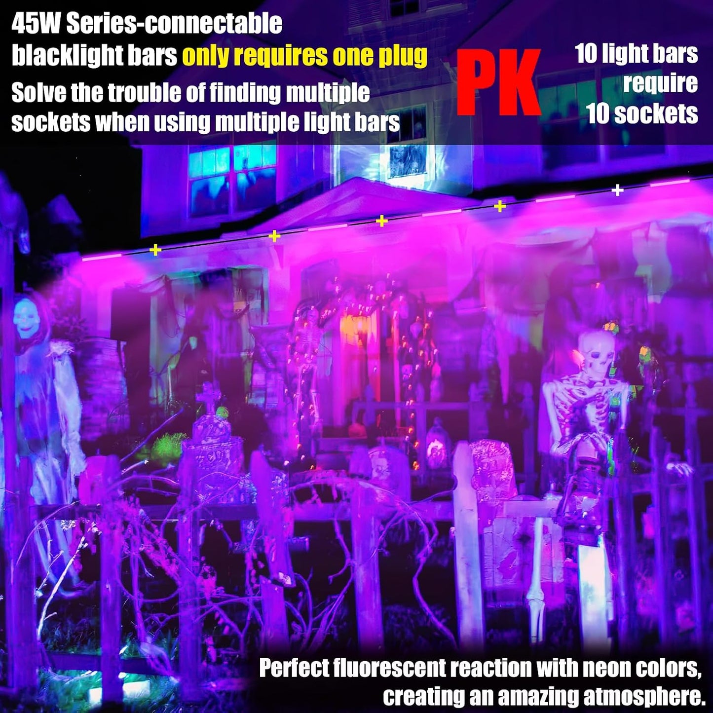 6 Luces LED negras conectables 45W con cable 6.6ft