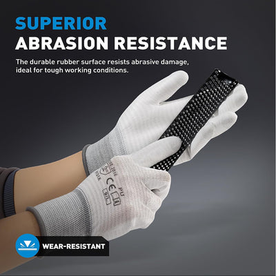 12 Pzas Guantes Trabajo Antiderrap Poliéster PU Hombre Mujer