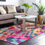 Alfombra geométrica moderna 6x9ft multicolor y rosa